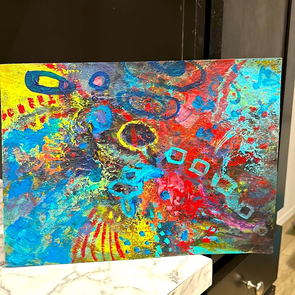 Original abstract by Irma Franco acrylic on paper.  11x14”